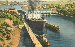 WA, Seattle, Washington, Canal Locks, C.P. Johnson No. 74031
