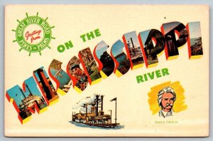 Greetings On The Mississippi River  Mark Twain  Postcard