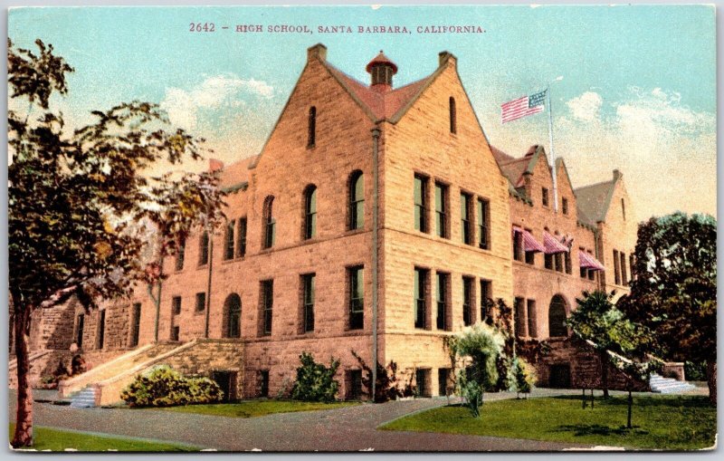 High School Santa Barbara California CA Campus Building & Grounds Postcard