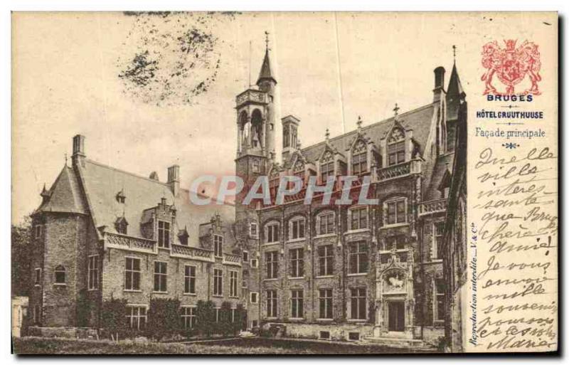 VINTAGE POSTCARD Bruges Hotel Gruuthuuse principal Quay