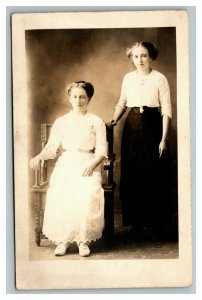 Vintage 1910's RPPC Postcard - Studio Portrait Mother & Daughter St. Paul MN