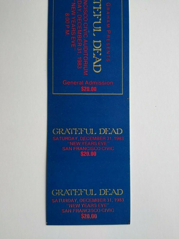 Grateful Dead Concert Ticket Non Numbered Rare Original Unused 1983 Jerry Garcia