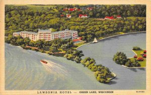 Lawsonia Hotel Green Lake Wisconsin 1939 linen postcard