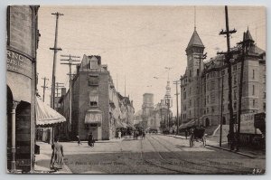 Canada Quebec Fabric Street Upper Town to Englewood NJ Postcard J28