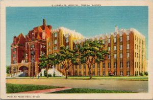 Topeka KS Sante Fe Hospital c1943 Linen Postcard G75