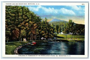 c1950's Shadow Lake Indian Head Park Boat Tourist White Mountains NH Postcard