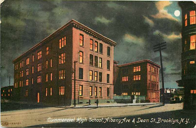 NY, Brooklyn, New York, Commercial High School At Night, No 158-21