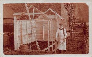 L040 Carpenter shed building social history real photo postcard