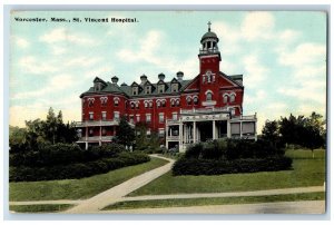 ST. Vincent Hospital Building Worcester Massachusetts MA Vintage Postcard 