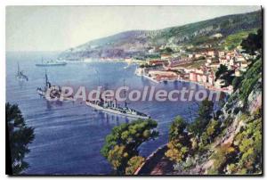 Old Postcard Villefranche-sur-mer city and harbor