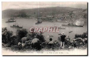 Old Postcard Villefranche Panorama La Rade a feast day Yacht