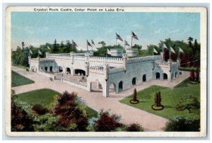 c1920s Crystal Rock Castle Cedar Point Lake Erie Ohio OH Unposted Flags Postcard