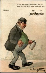 A/S GERMAN COMIC Fat Man w Beer Stein c1910 Postcard