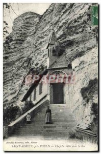 Postcard Old Saint Adrien Pres Rouen Batie Chapel in rock