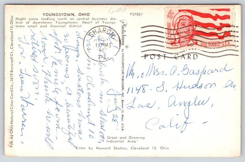 Youngstown Ohio~Central Business District~Vintage Postcard