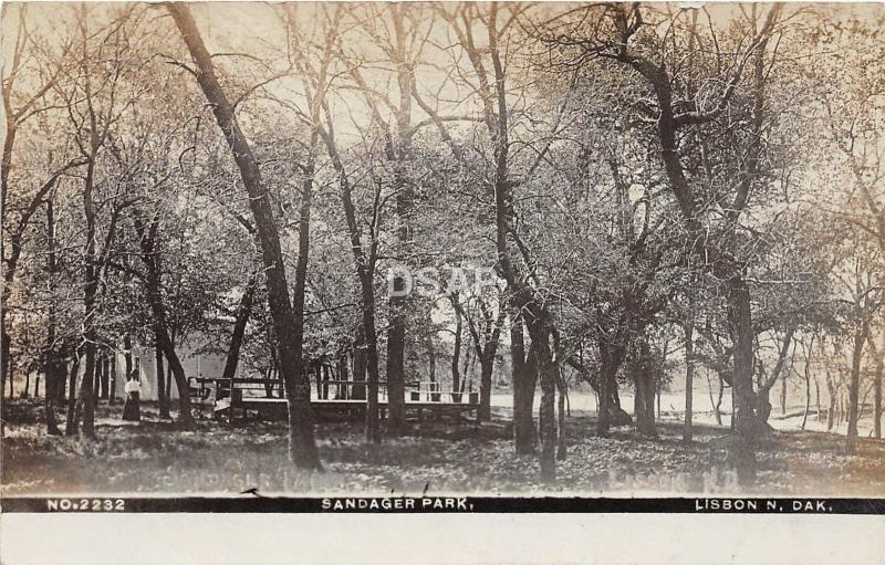 C16/ Lisbon North Dakota ND Real Photo RPPC Postcard 1909 Sandager Park Scene