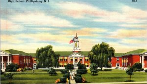 Vtg Phillipsburg New Jersey NJ High School 1940s Linen Postcard