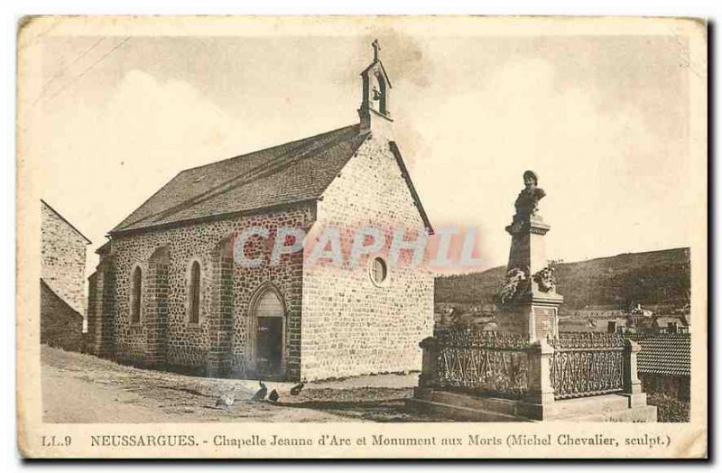 Postcard Old Neussargues Chapel Joan of Arc and the War Memorial