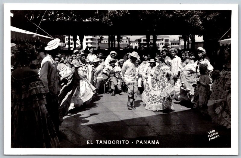 Vtg Panama El Tamborito Dancers Dance RPPC Real Photo Foto Flatau Postcard