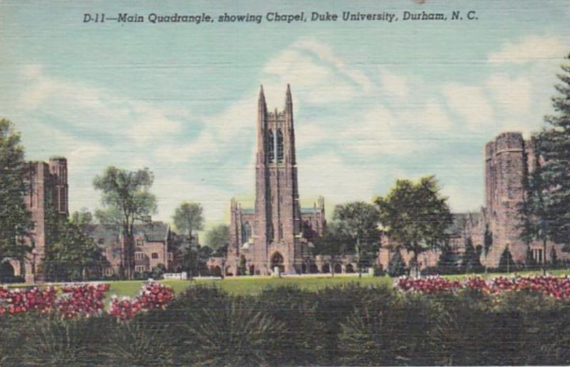 North Carolina Durham The Chapel and Main Quadrangle Duke University Curteich