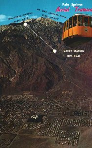 VINTAGE POSTCARD AERIAL TRAMWAY AT PALM SPRINGS CALIFORNIA CHROME