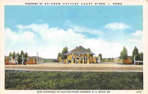 Rainbow Cottage Courts Gas Station US South 40 Hays Kansas 1930s postcard