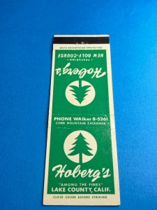 Vintage Matchbook Cover Hoberg's Resort Golf Course Lake County California MB145