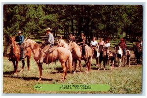 1952 Greetings From Pueblo Colorado CO Riding Horse Vintage Rembrant Postcard