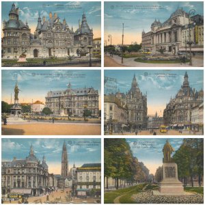 Lot of 6 vintage postcards all Antwerp Belgium