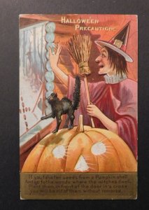 1909 USA Halloween Postcard Cover Wellsburg WV to Pennsylvania Witch Pumpkin Cat