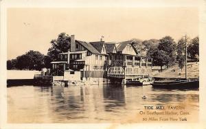 Southport Harbor CT Tide Mill Tavern RPPC Real Photo Postcard