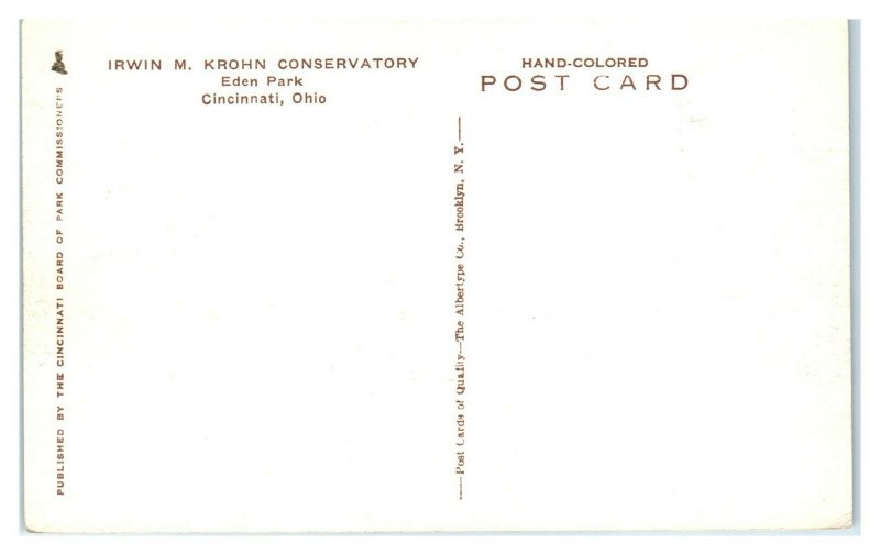 Krohn Conservatory Interior, Cincinnati, OH Hand-Colored Postcard *6S(2)15