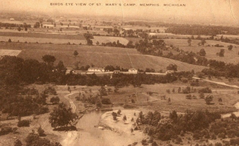 Birds Eye View of St. Mary's Camp, Memphis, Michigan Vintage Postcard P7 