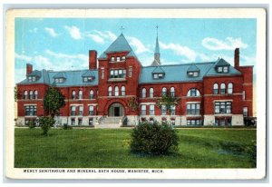 1925 Mercy Sanitarium & Mineral Bath House Manistee Michigan MI Posted Postcard 