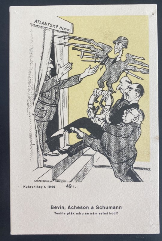 Mint Czechoslovakia PPC Postcard Post War Anti US NATO Bevin & Acheson