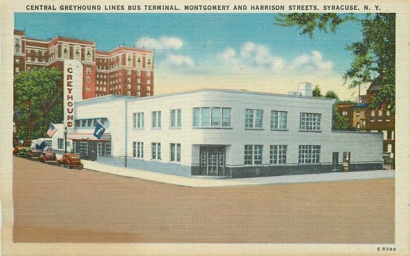 Syracuse New York Central Greyhound Bus Terminal Jubb Postcard 22-64