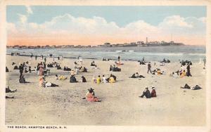 Hampton Beach New Hampshire 1920s Postcard The Beach  with Bathers