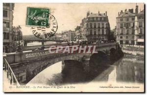 Old Postcard Mayou Bayonne Bridge and the River Nive