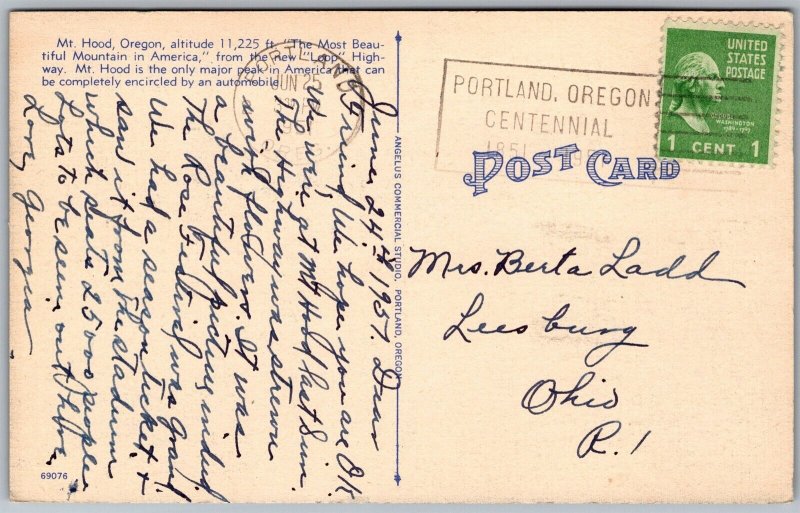 Vtg Oregon OR Mt Hood Reflection In Lost Lake Linen View Postcard