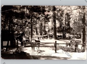 c1950 Corrals At Camp Wintaka RUNNING SPRINGS California CA Thompson Photo RPPC
