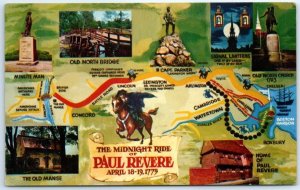 Postcard - The Midnight Ride Of Paul Revere - Massachusetts