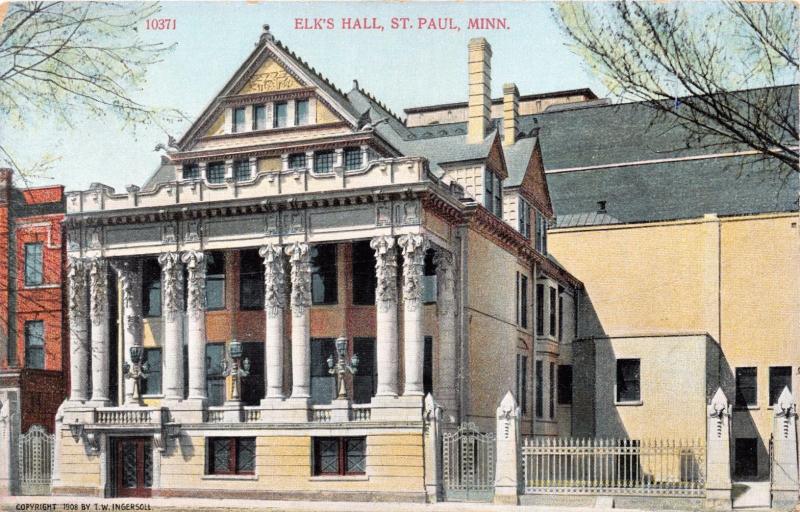 ST PAUL  MINNESOTA ELK'S HALL~BOSSELMAN PUBL POSTCARD 1910