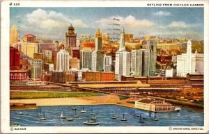 Illinois Chicago Skyline From Chicago Harbor 1946