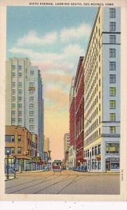 Iowa Des Moines Trolley On Sixth Avenue Looking South Curteich