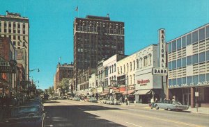 Michigan Avenue looking West - Jackson, Michigan Postcard Old Cars