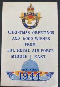 England Royal Air Force Middle East Christmas Wishes Card  RAF WW2 1944