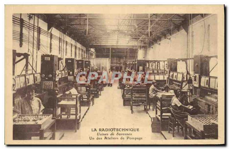 Postcard Old Radio communication Suresnes Plants A pumping workshops