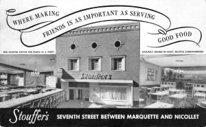 STOUFFER'S RESTAURANT Minneapolis, Minnesota Roadside 1950 Vintage Postcard