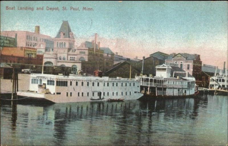 St. Paul MN Steamer Boat Landing c1905 Postcard UDB