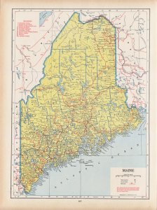 MAINE - Railroad MAP of STATE 1915 era Reverse is of LOUISIANA - fair condition